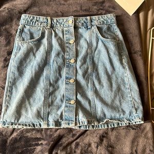 High Waisted Button Down Denim Skirt